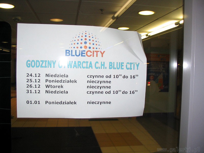 CH Blue City godziny otwarcia w święta 2006r.